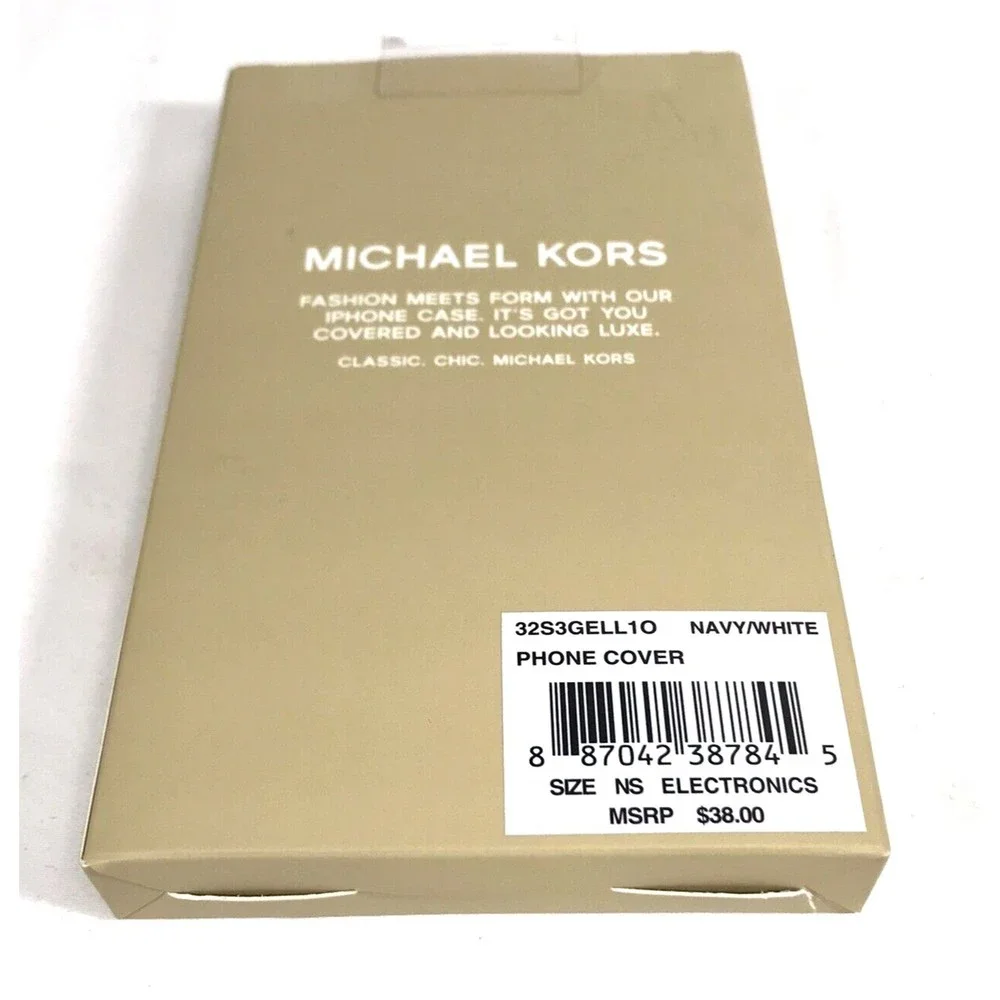 Michael Kors iPhone 5 Fitted Phone Case Hard Plastic Navy White Striped 5